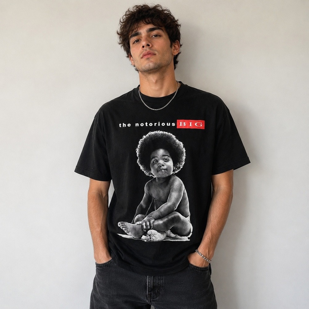 OLD NAVY Notorious BIG Graphic Tee Mens L Black Hip Hop Streetwear T-Shirt‎